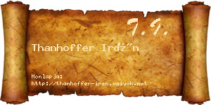 Thanhoffer Irén névjegykártya